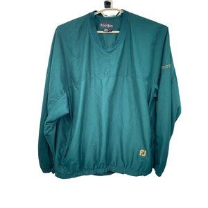 FootJoy Mens Large Windbreaker Jacket Green Gold Logo Pockets Pullover